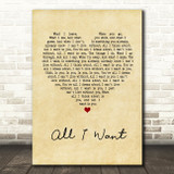 Staind All I Want Vintage Heart Song Lyric Quote Print