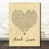 The Beatles Real Love Vintage Heart Song Lyric Quote Print