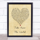 The Courteeners - Take Over The World Vintage Heart Song Lyric Quote Print