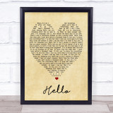 Hello Adele Vintage Heart Quote Song Lyric Print