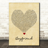 Big Time Rush Boyfriend Vintage Heart Song Lyric Print