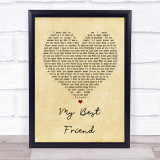 Tim McGraw My Best Friend Vintage Heart Song Lyric Quote Print