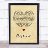 Hillsong Hosanna Vintage Heart Song Lyric Print