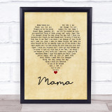 Il Divo Mama Vintage Heart Song Lyric Print