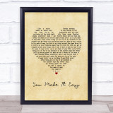 Jason Aldean You Make It Easy Vintage Heart Song Lyric Print