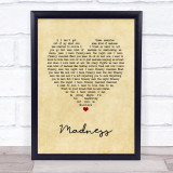 Muse Madness Vintage Heart Song Lyric Print