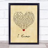 Perry Como I Know Vintage Heart Song Lyric Print