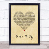 Taylor Swift Shake It Off Vintage Heart Song Lyric Print