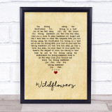 Tom Petty Wildflowers Vintage Heart Song Lyric Print