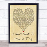 I Don't Want To Miss A Thing Aerosmith Vintage Heart Quote Song Lyric Print