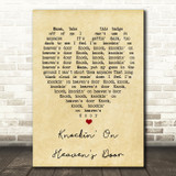 Knockin' On Heaven's Door Bob Dylan Vintage Heart Quote Song Lyric Print
