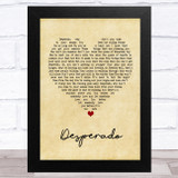 Eagles Desperado Vintage Heart Song Lyric Music Art Print
