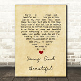 Elvis Presley Young And Beautiful Vintage Heart Song Lyric Music Art Print