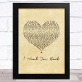 Jackson 5 I Want You Back Vintage Heart Song Lyric Music Art Print