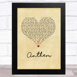 N joi Anthem Vintage Heart Song Lyric Music Art Print
