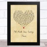 Noel Gallagher's High Flying Birds Id Pick You Every Time Vintage Heart Song Lyric Music Art Print