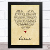One Direction Diana Vintage Heart Song Lyric Music Art Print