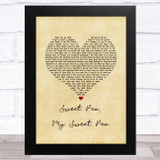 Paul Weller Sweet Pea, My Sweet Pea Vintage Heart Song Lyric Music Art Print