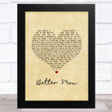 Robbie Williams Better Man Vintage Heart Song Lyric Music Art Print