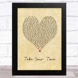 Sam Hunt Take Your Time Vintage Heart Song Lyric Music Art Print