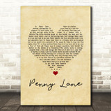 The Beatles Penny Lane Vintage Heart Song Lyric Music Art Print