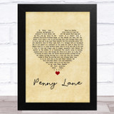 The Beatles Penny Lane Vintage Heart Song Lyric Music Art Print