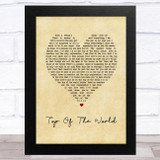 The Carpenters Top Of The World Vintage Heart Song Lyric Music Art Print