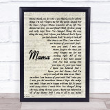 Il Divo Mama Vintage Script Song Lyric Print