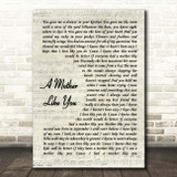 J J Heller A Mother Like You Vintage Script Song Lyric Print