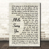 Jimmy Durante I'll Be Seeing You Vintage Script Song Lyric Print