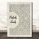 John Mayer Perfectly Lonely Vintage Script Song Lyric Print