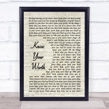 Khalid & Disclosure Know Your Worth Vintage Script Song Lyric Print