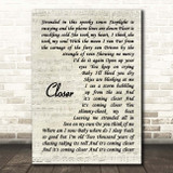 Kings Of Leon Closer Vintage Script Song Lyric Print