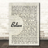 Mumford & Sons Believe Vintage Script Song Lyric Print