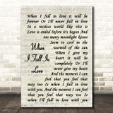 Nat King Cole When I Fall In Love Vintage Script Song Lyric Print