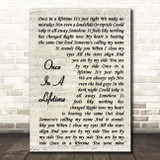 One Direction Once In A Lifetime Vintage Script Song Lyric Print