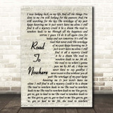 Ozzy Osbourne Road to Nowhere Vintage Script Song Lyric Print