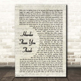Public Enemy Harder Than You Think Vintage Script Song Lyric Print