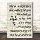 Sammy Hagar Eagles Fly Vintage Script Song Lyric Print
