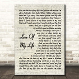 Sammy Kershaw Love Of My Life Vintage Script Song Lyric Print