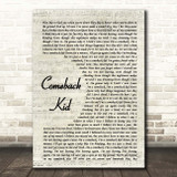 The Band Perry Comeback Kid Vintage Script Song Lyric Print