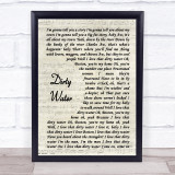 The Standells Dirty Water Vintage Script Song Lyric Print