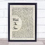 Tide Lines Watch the Stars Vintage Script Song Lyric Print