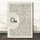U2 One Vintage Script Song Lyric Print