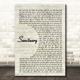 Welshly Arms Sanctuary Vintage Script Song Lyric Print