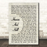 Black Sabbath Heaven And Hell Vintage Script Song Lyric Print