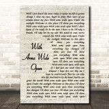 Creed With Arms Wide Open Vintage Script Song Lyric Print