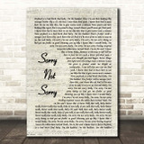 Demi Lovato Sorry Not Sorry Vintage Script Song Lyric Print