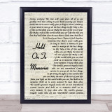 Disturbed Hold On To Memories Vintage Script Song Lyric Print