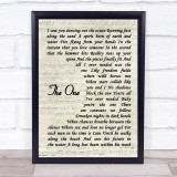 Elton John The One Vintage Script Song Lyric Print